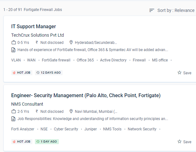 Fortinet Firewall internship jobs in Montpellier