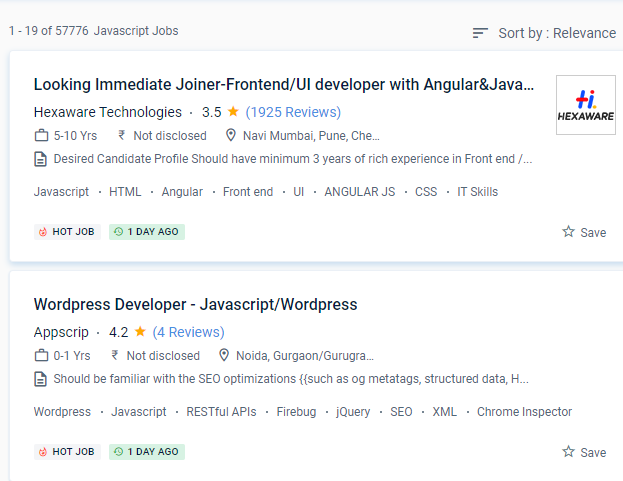 JavaScript internship jobs in Angers